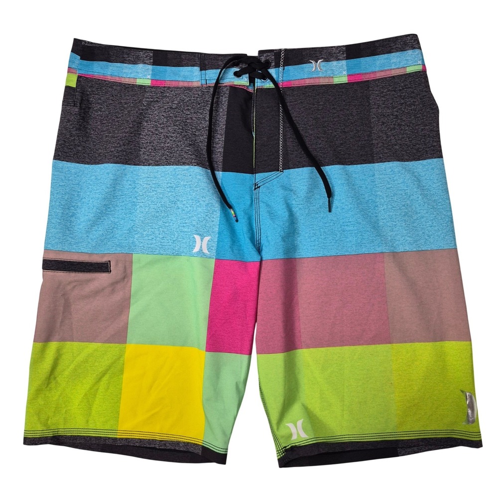 Hurley Board Shorts Mens 36 Multicolor Kingsroad Phantom Block Party Swim Trunks